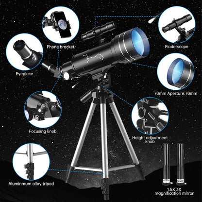 F40070M  Teleskop 70 mm - Anfänger - Alle Altersgruppen - Astronomie-Enthusiasten
