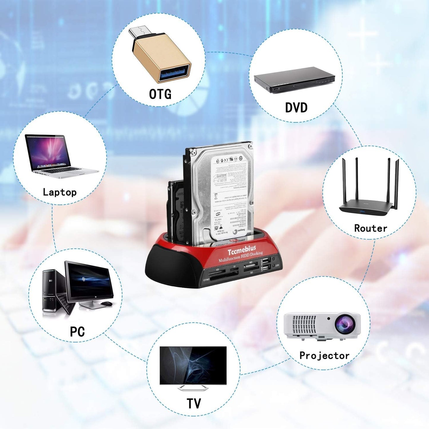Tccmebius TCC-S862-DE USB 2.0 zu SATA IDE Dual-Bay HDD Festplatte Docking-Station
