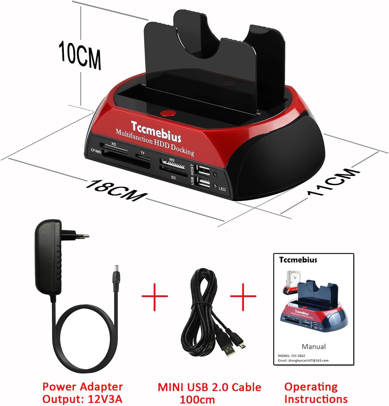 Tccmebius TCC-S862-DE USB 2.0 zu SATA IDE Dual-Bay HDD Festplatte Docking-Station