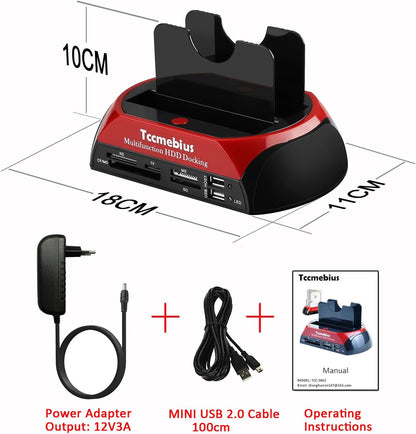 Tccmebius TCC-S862-DE USB 2.0 zu SATA IDE Dual-Bay HDD Festplatte Docking-Station
