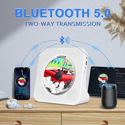 Tragbarer CD-Player mit eingebauten HiFi-Lautsprechern, unterstützt Bluetooth/AUX-