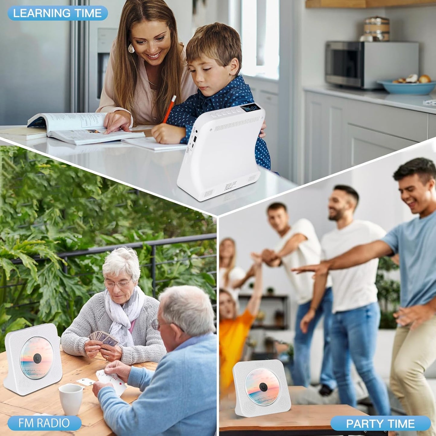 Tragbarer CD-Player mit eingebauten HiFi-Lautsprechern, unterstützt Bluetooth/AUX-