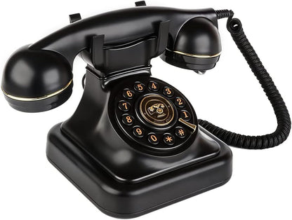 Retro wählscheibentelefon Festnetztelefone Klassisches mit Wählscheibe Einstellbare Lautstärke Schwarz