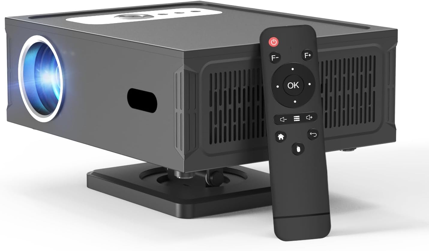 Teuyau Smart Beamer Full HD 1080P Unterstützt 4K, Projektor 4K mit WiFi 6 BT 5.0 und 360°