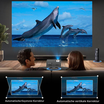 Teuyau Smart Beamer Full HD 1080P Unterstützt 4K, Projektor 4K mit WiFi 6 BT 5.0 und 360°