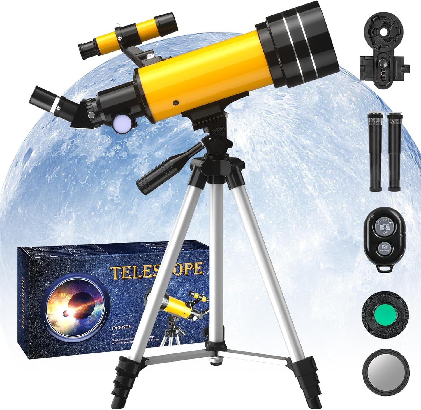 Teleskop Astronomie, 70mm Blende & Aperture 400mm (20-200X),Refraktor,Fernbedienung,