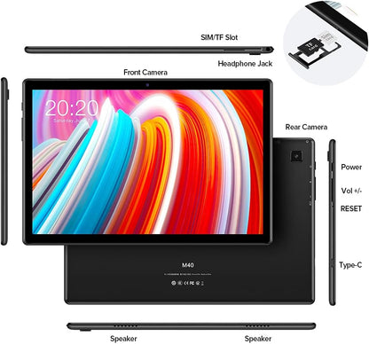 Tablette TECLAST M40 10,1 pouces, 6 Go de RAM et 128 Go de ROM, Octa-Core, 4G LTE, Android 10