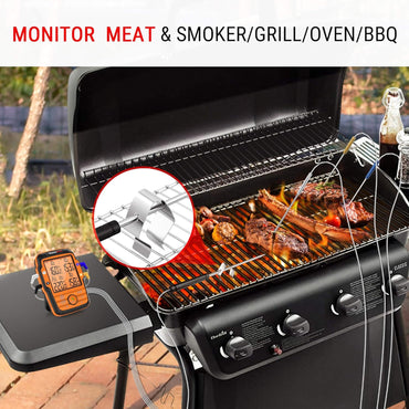 ThermoPro TP27C 150m Funk Grillthermometer mit 4 Sonden IPX4 Wasserdicht große LCD-Anzaige