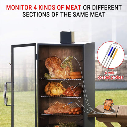 ThermoPro TP27C 150m Funk Grillthermometer mit 4 Sonden IPX4 Wasserdicht große LCD-Anzaige