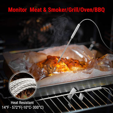 ThermoPro TP28C 150m Funkthermometer Grillthermometer mit 2 Sonden Küchenuhr Fleischthermometer Bratenthermometer IPX4 Wasserdicht für Backofen, Dutch Oven, Gasgrill