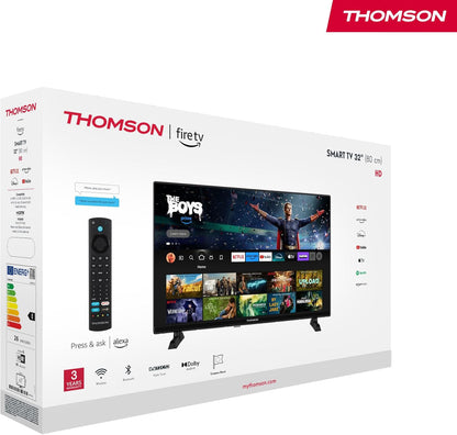 Thomson 32 Zoll (80 cm) HD Smart Fire TV, Alexa-Sprachsteuerung, Triple-Tuner Bluetooth 5.0,