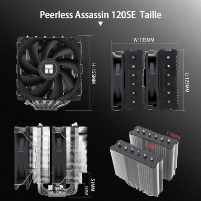 Thermalright Peerless Assassin 120 SE CPU Luftkühler, 6 Heat Pipes CPU Kühler, Dual 120mm