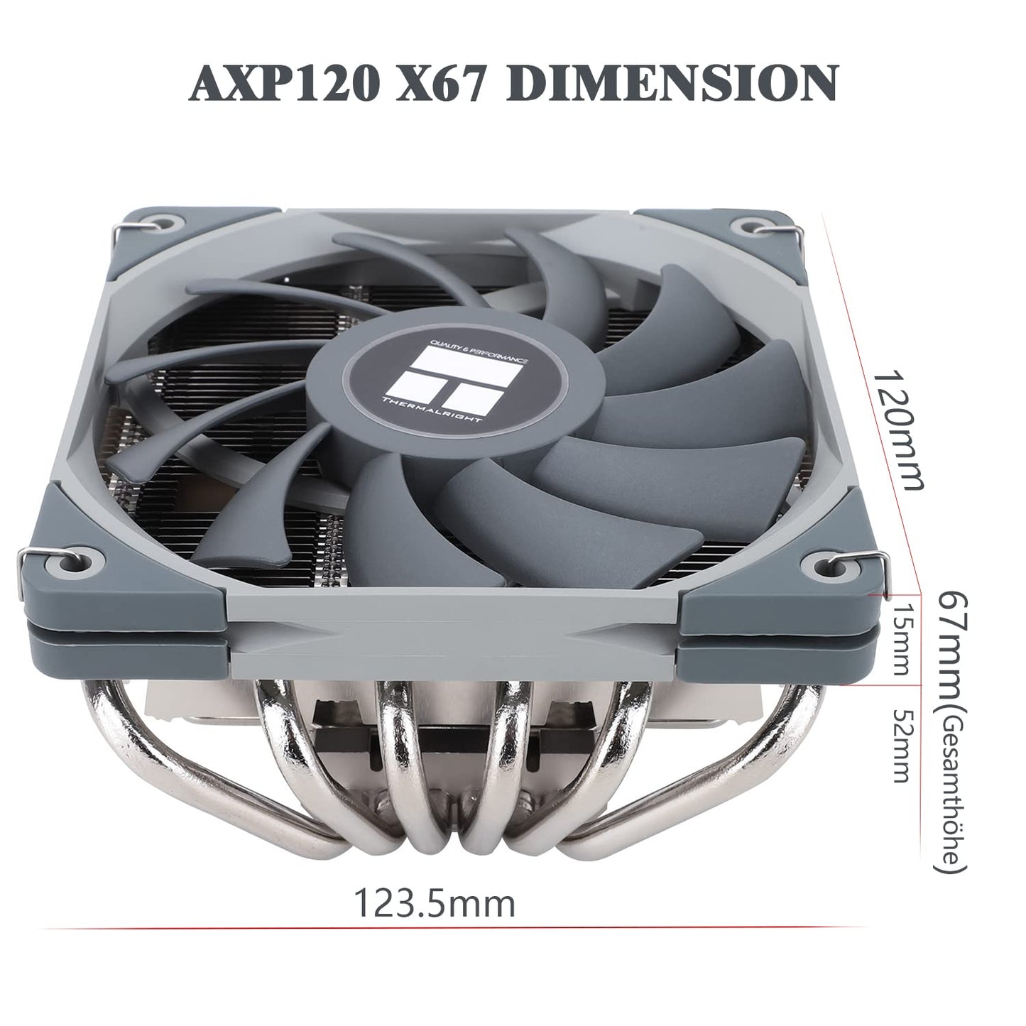 Thermalright AXP120-X67 Low-Profile-CPU-Luftkühler mit recht 120-mm 6 Heatpipes