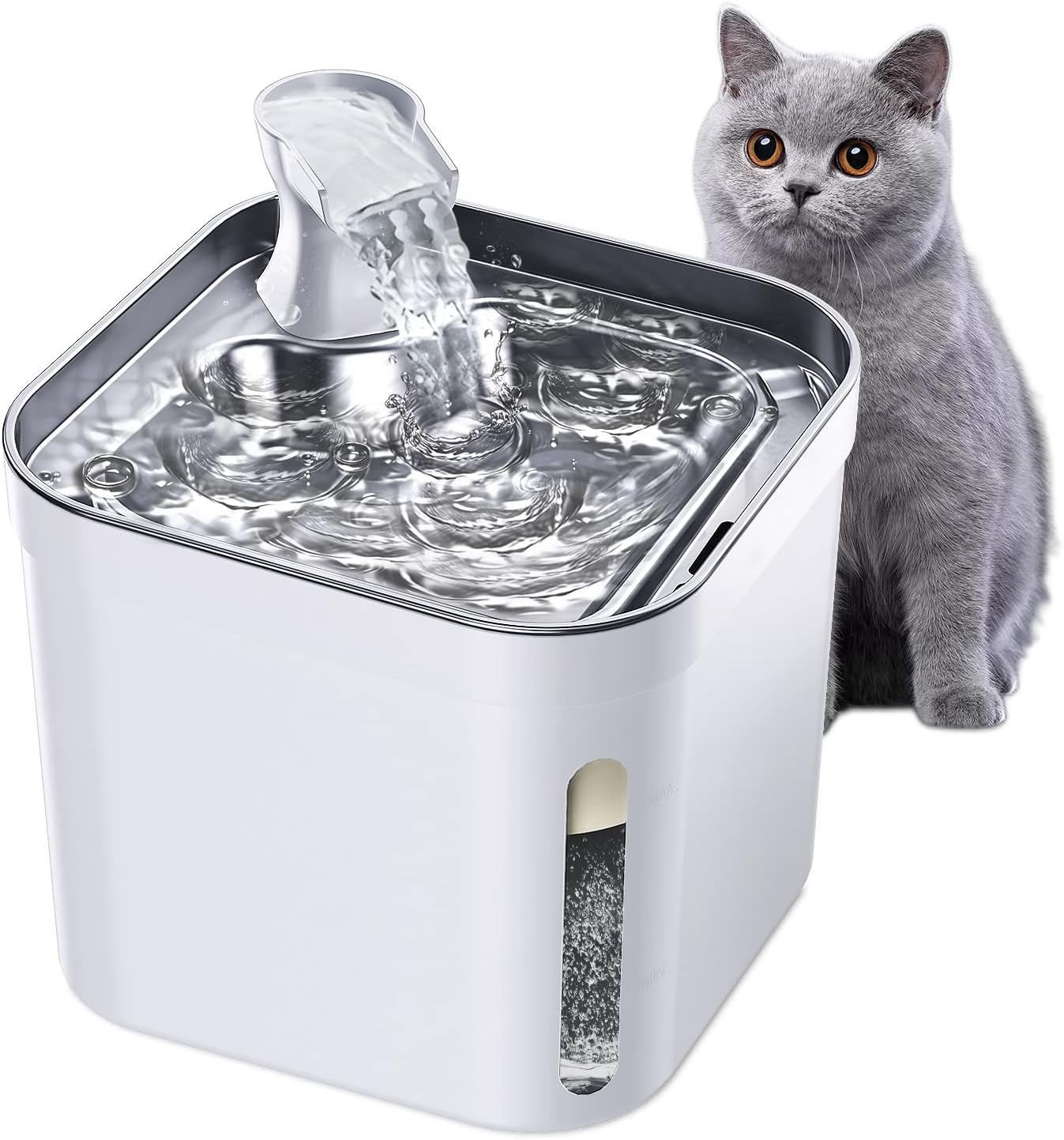 Trinkbrunnen für Katze, 67 oz/2L Edelstahl Haustier Katzenbrunnen, Ultraleiser Pump Katzen Wasserspender für Katzen, Hunde, Mehrere Haustiere (2.2L)