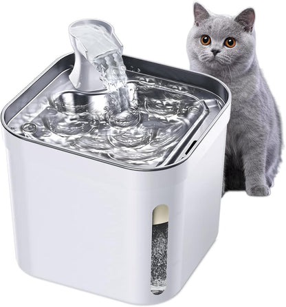 Trinkbrunnen für Katze, 67 oz/2L Edelstahl Haustier Katzenbrunnen, Ultraleiser Pump Katzen Wasserspender für Katzen, Hunde, Mehrere Haustiere (2.2L)