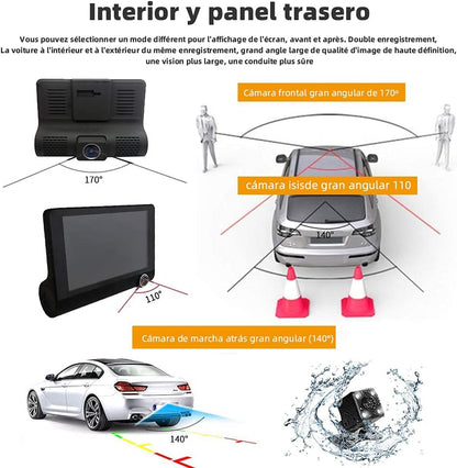 TINHAU Dashcam Caméra de Voiture, 4" 310° Vision Nocturne Full HD 1080P, G-Sensor, Loop-Aufnahme, 24 Stunden Parküberwachung, max 32GB Speicherkarten