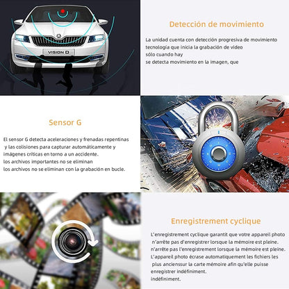 TINHAU Dashcam Caméra de Voiture, 4" 310° Vision Nocturne Full HD 1080P, G-Sensor, Loop-Aufnahme, 24 Stunden Parküberwachung, max 32GB Speicherkarten