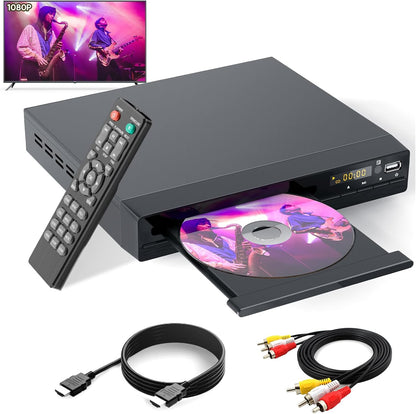 Tojock DVD-Player mit HDMI-AV-Ausgang,Fernbedienung,HDMI-AV-Kabel