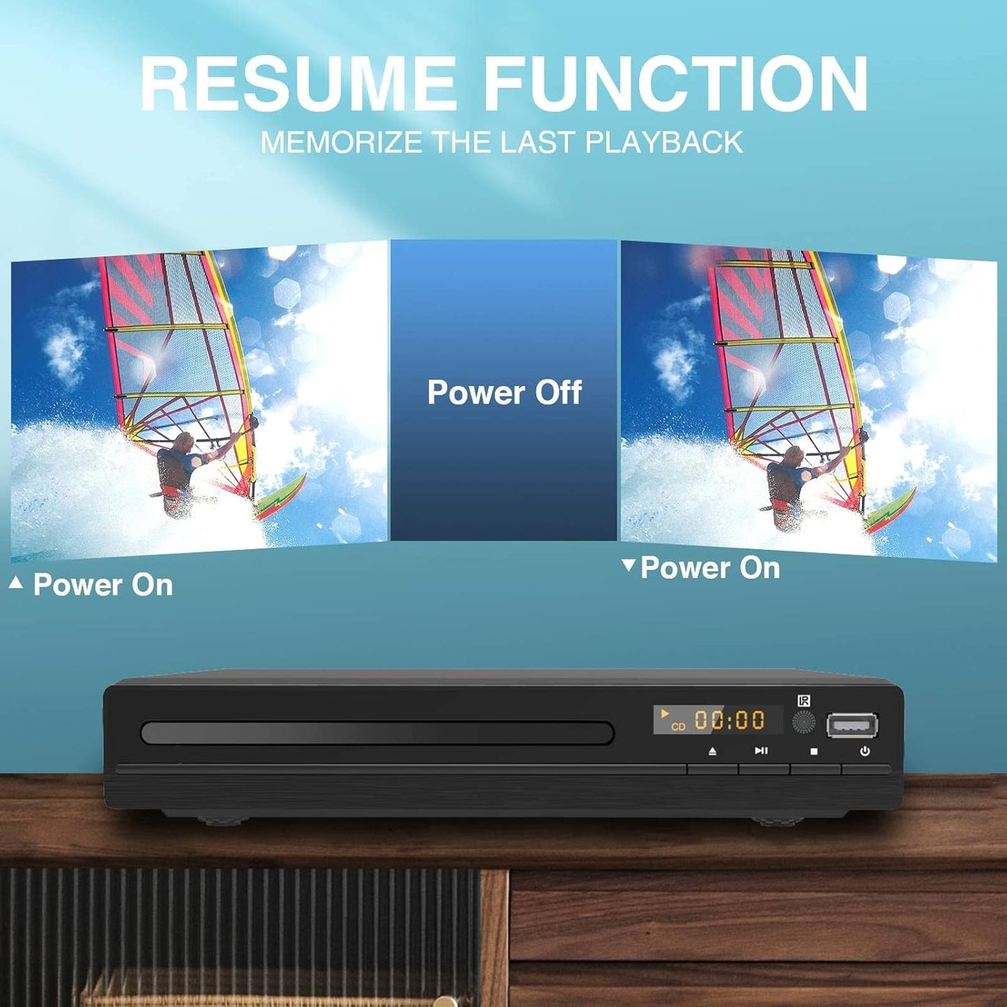Tojock DVD-Player mit HDMI-AV-Ausgang,Fernbedienung,HDMI-AV-Kabel