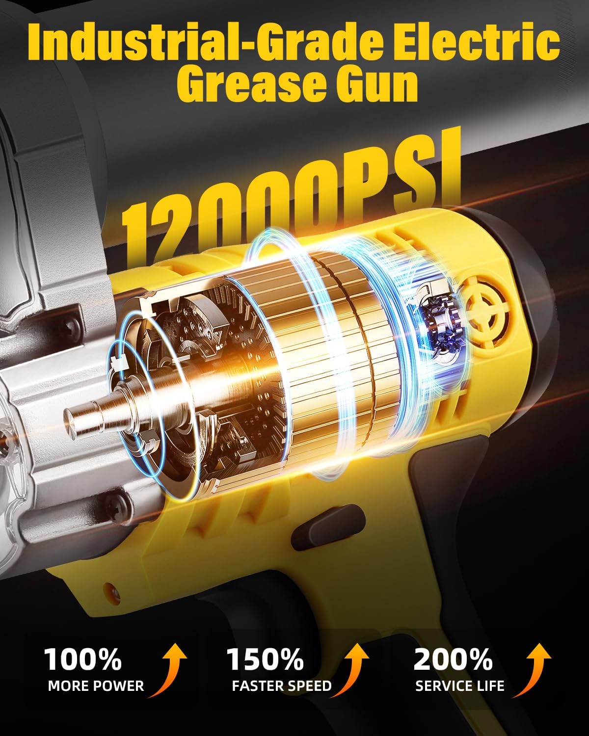 TOKKOT Kabellose elektrische Fettpresse kompatibel mit DeWalt 20V/18V Akku (Ohne Akkus)