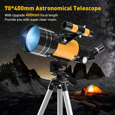 Teleskop Astronomie, 70/400mm Astronomisches Linsenteleskop mit Stativ, Mondfilter, Handy-Adapter