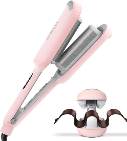 TYMO ROVY Welleneisen für haare, Lockenstab 32mm Ionen Keramik Hair Curler 4 Temp Rosa