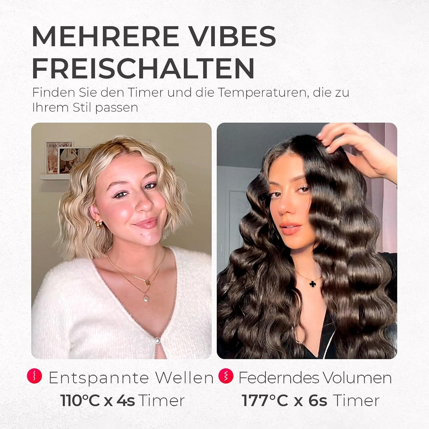 TYMO ROVY Welleneisen für haare, Lockenstab 32mm Ionen Keramik Hair Curler 4 Temp Rosa