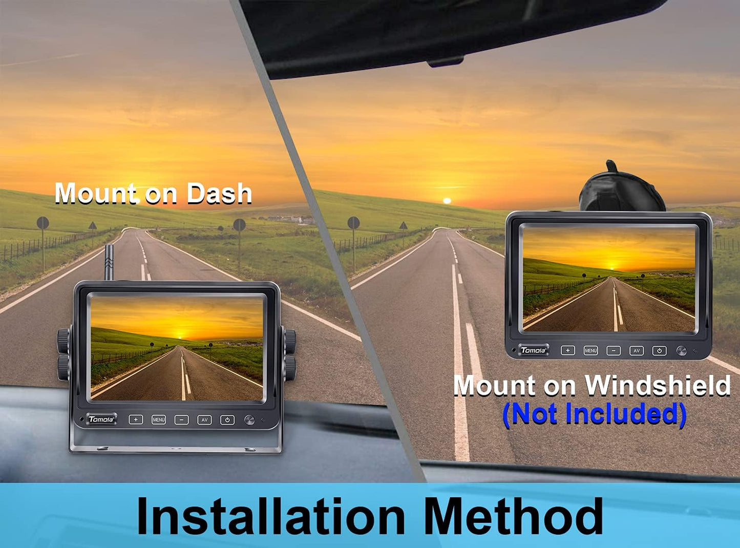 Tomoia Kabellose Rückfahrkamera 12,7 cm (5 Zoll) 1080P  HD-Monitor Touch-Key Bildschirm