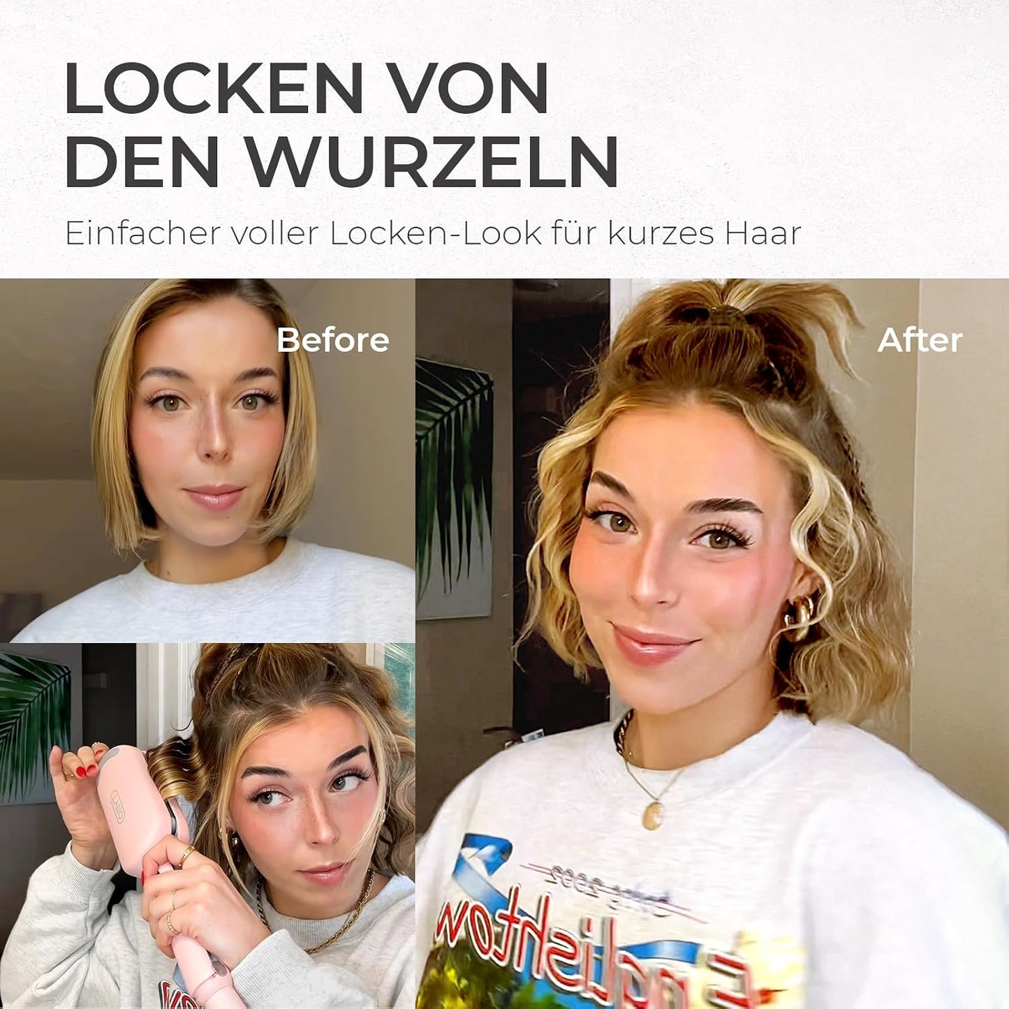TYMO ROVY Welleneisen für haare, Lockenstab 32mm Ionen Keramik Hair Curler 4 Temp Rosa