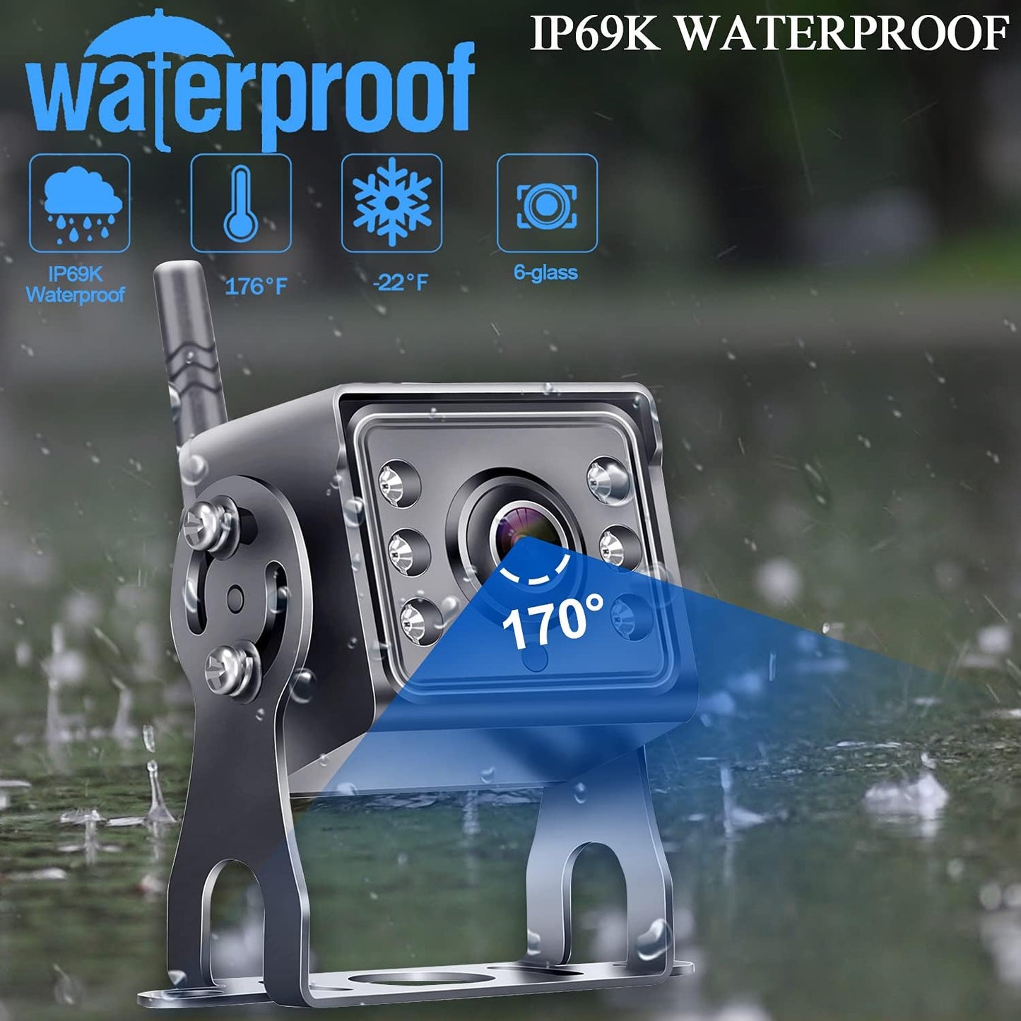 Tomoia Kabellose Rückfahrkamera 12,7 cm (5 Zoll) 1080P  HD-Monitor Touch-Key Bildschirm