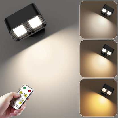 Applique murale LED TNMOO, sans fil, 5 angles, 3 températures de couleur, commande tactile rotative à 360° (noir), 1 pièce