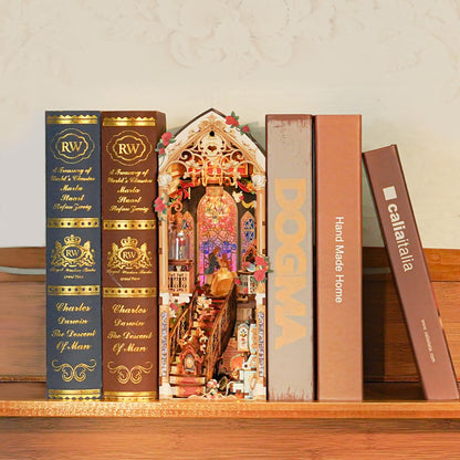 Tonecheer Book Nook Kit mit Staubschutz und LED-Licht, 3D Puzzle Buchstützen