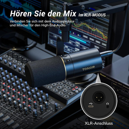 TONOR TD510+ Dynamisches Microphone mit XLR/USB Kabel, Mikro PC mit Mute Button