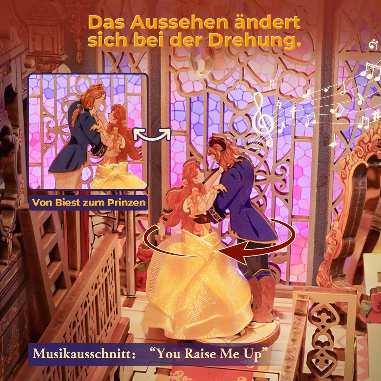 Tonecheer Book Nook Kit mit Staubschutz und LED-Licht, 3D Puzzle Buchstützen