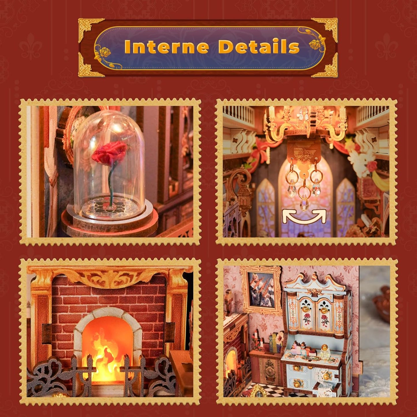 Tonecheer Book Nook Kit mit Staubschutz und LED-Licht, 3D Puzzle Buchstützen