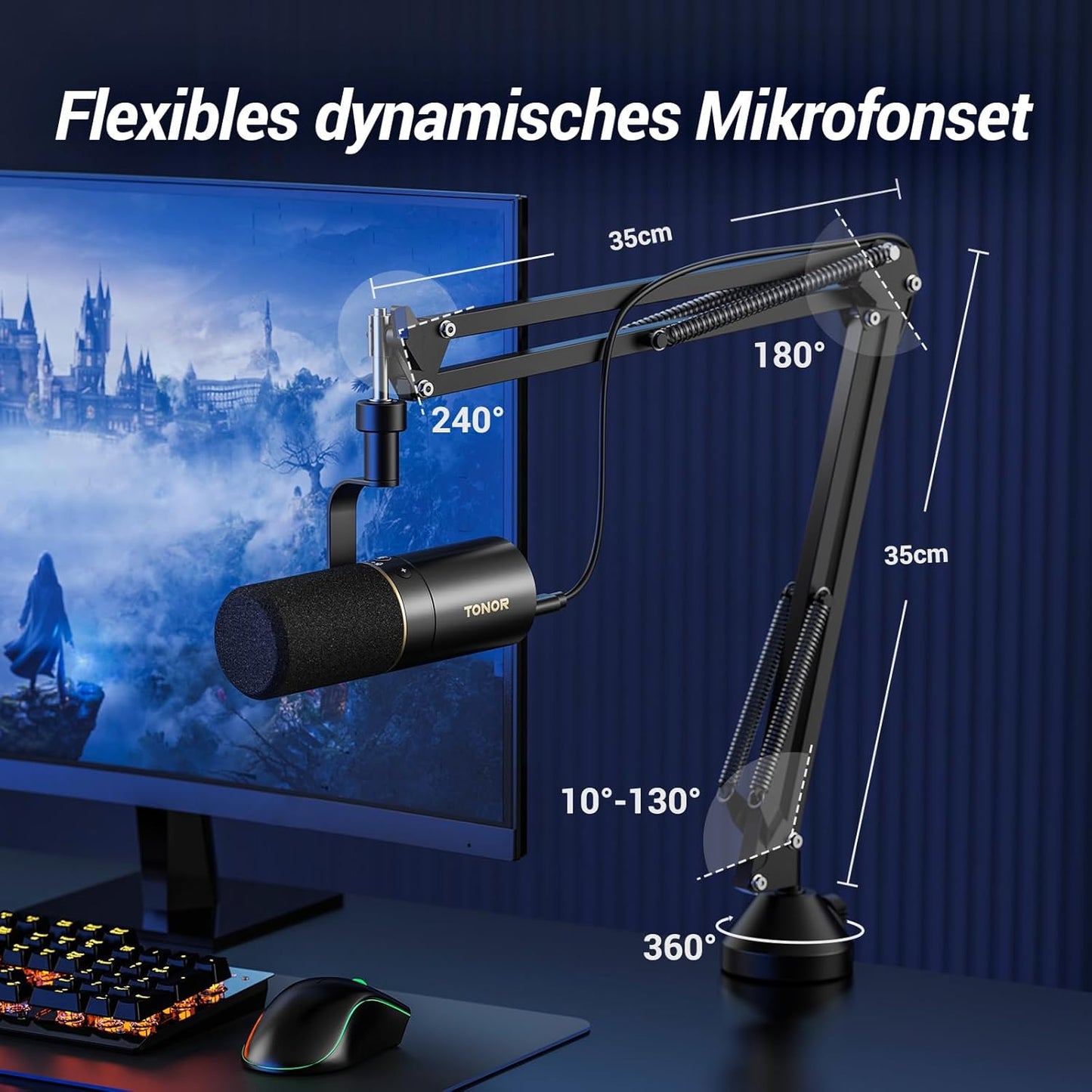 TONOR TD510+ Dynamisches Microphone mit XLR/USB Kabel, Mikro PC mit Mute Button