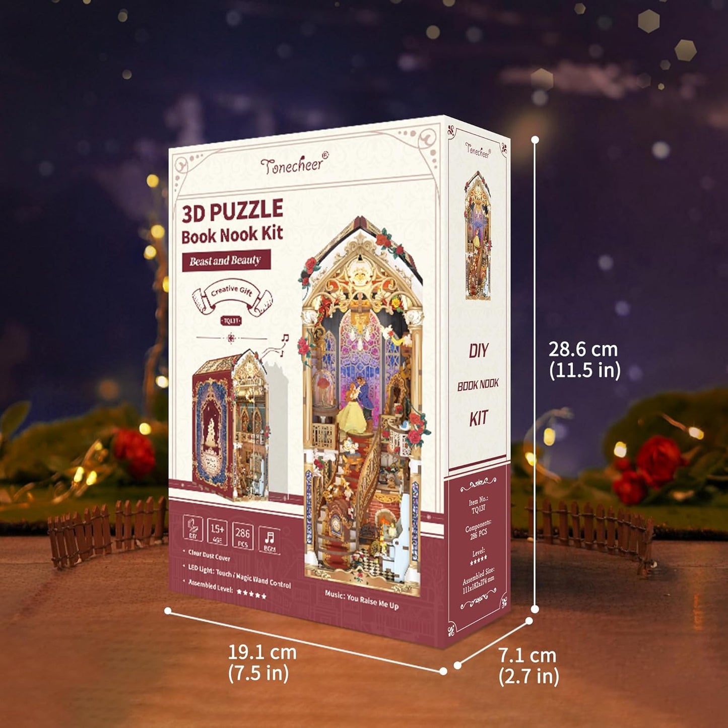 Tonecheer Book Nook Kit mit Staubschutz und LED-Licht, 3D Puzzle Buchstützen