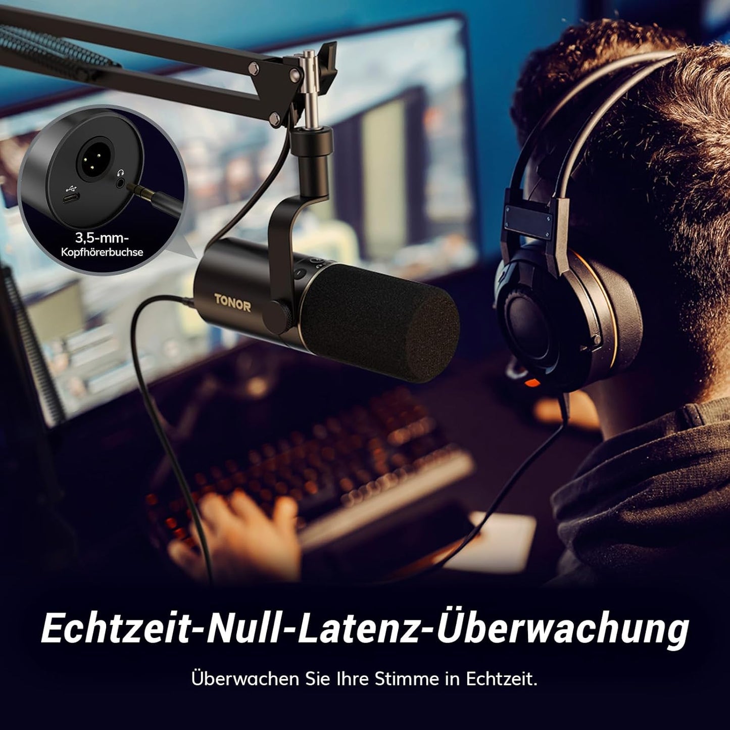 TONOR TD510+ Dynamisches Microphone mit XLR/USB Kabel, Mikro PC mit Mute Button