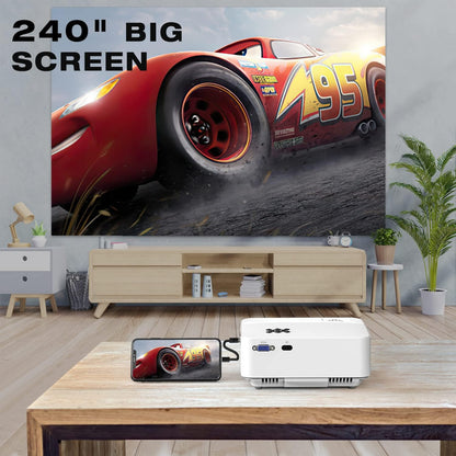 TOPVISION Beamer Mini-Projektor mit Spiegelbildschirm, 7000 Lumen, Full HD 1080P-