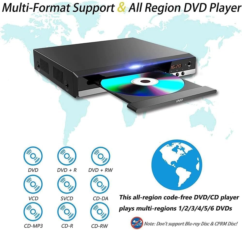 Toneriso DVD-Player für Fernseher, Mini-CD/DVD-Playermit HDMI-Anschluss (1080p),
