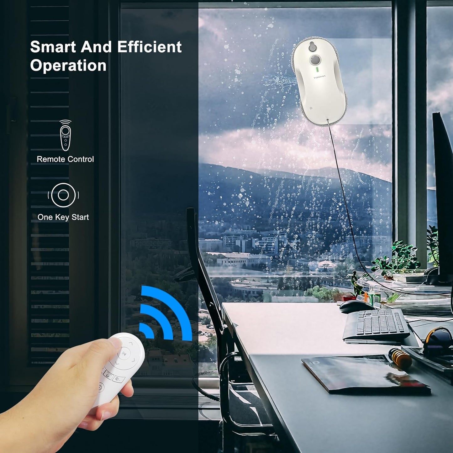 Tosima W3 Fensterreiniger, Küchenroboter, intelligente Navigation & Küchenroboter, mit Fernbedienung,3800 Pa