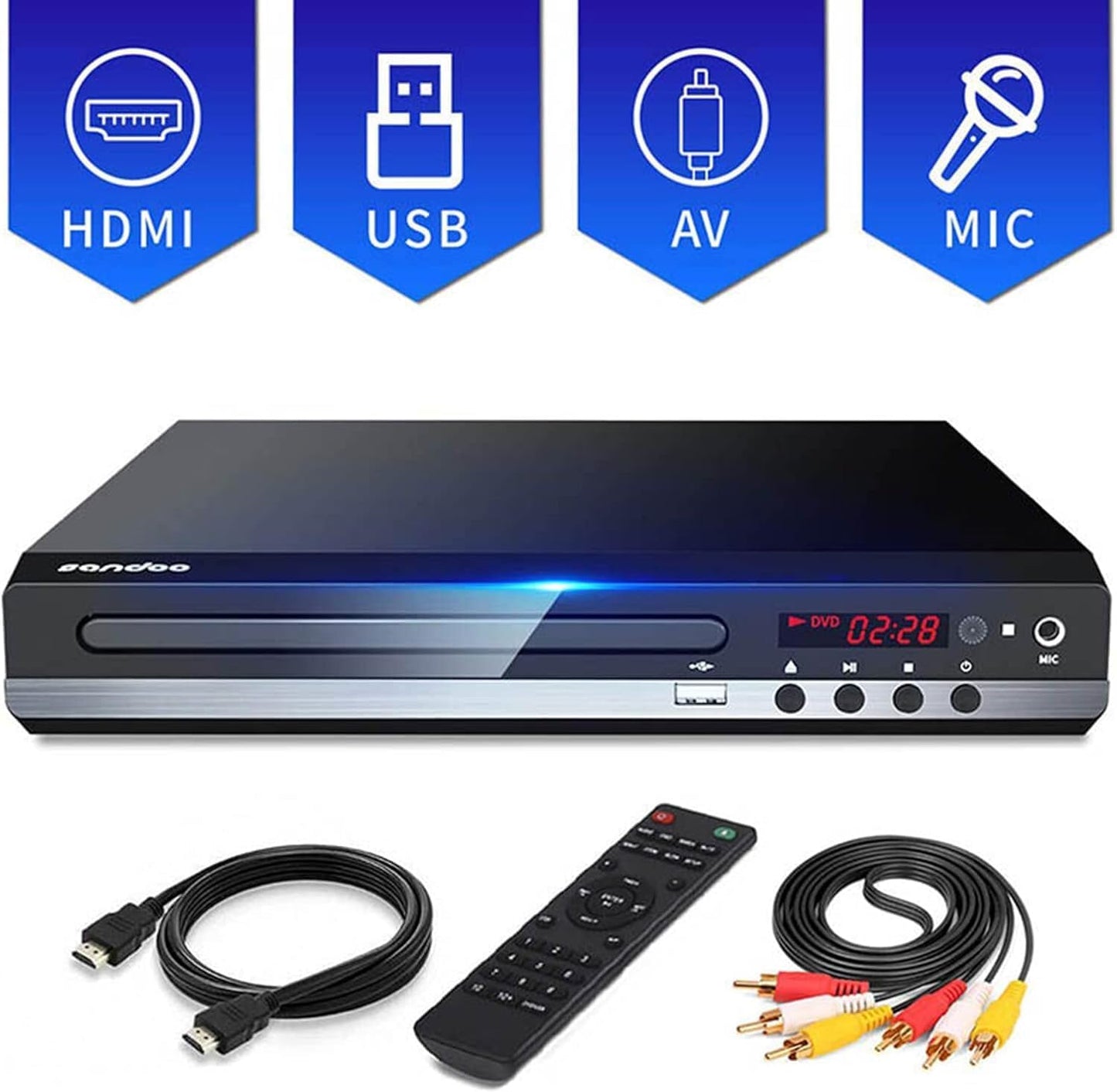 Toneriso DVD-Player für Fernseher, Mini-CD/DVD-Playermit HDMI-Anschluss (1080p),
