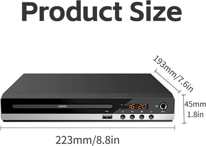Toneriso DVD-Player für Fernseher, Mini-CD/DVD-Playermit HDMI-Anschluss (1080p),
