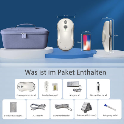 Tosima W3 Fensterreiniger, Küchenroboter, intelligente Navigation & Küchenroboter, mit Fernbedienung,3800 Pa