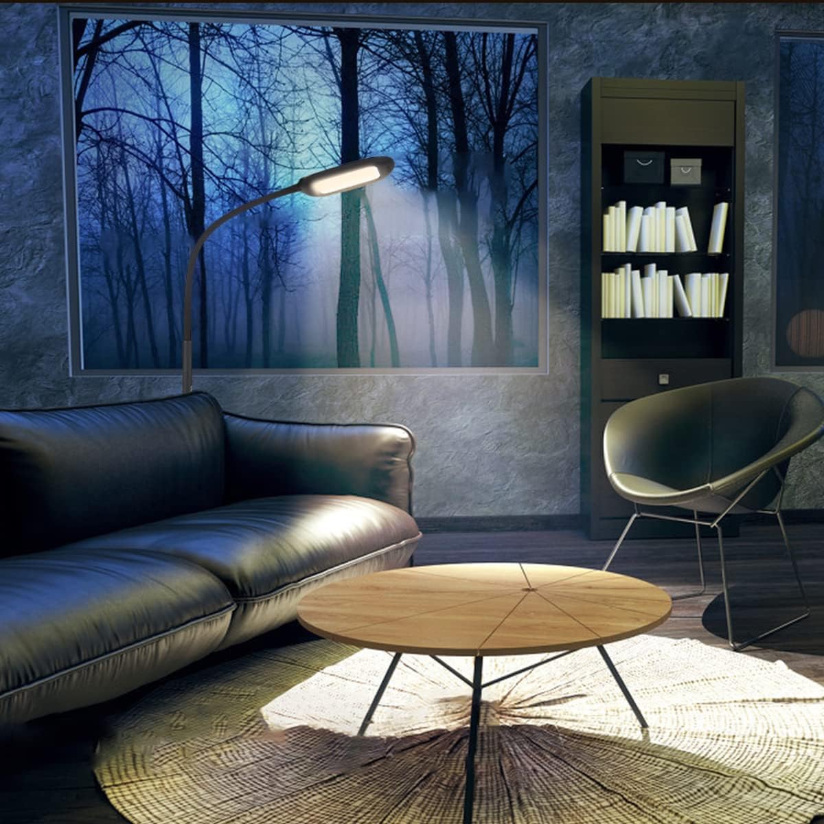 TOMSHINE LED Stehleuchte avec Fernbedienung und Touch-Steuerung, 4 Farbtemperatures, avec variateur pour salon, salon, bureau, noir [Classe énergétique A+]