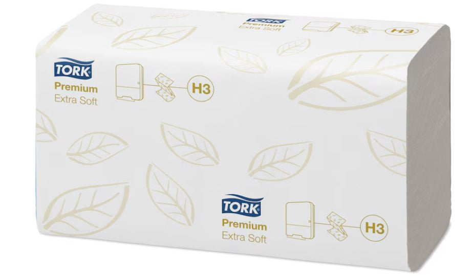 TORK Papierhandtücher 100278 H3 Premium Extra Soft Zick-Zack-Falzung 2-lagig 3.000 Tücher