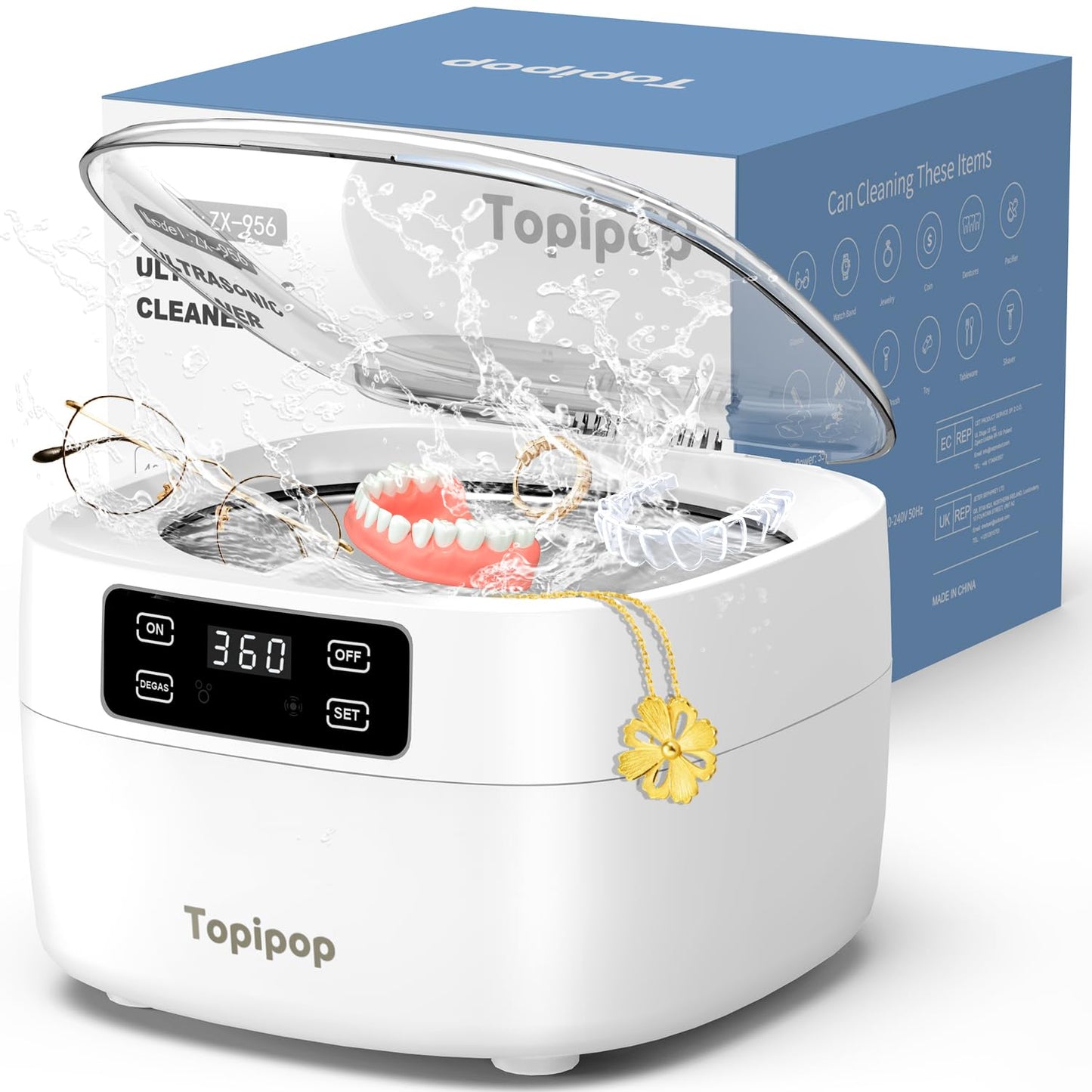 Topipop Ultraschallreiniger,  48000Hz 750 ml Ultrasonic Cleaner