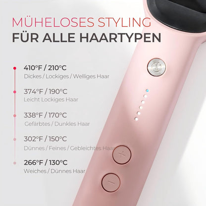 TYMO RING Glättbürste Haarglätter Bürste Keramik Haarbürste 2 in 1,Rosa