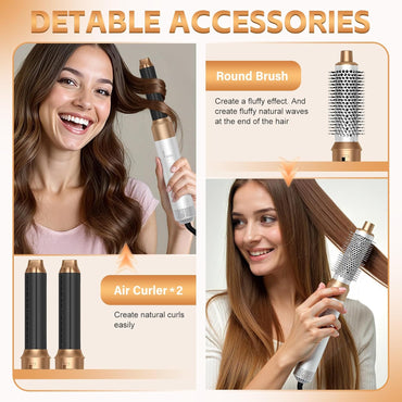 6 in 1Warmluftbürste Set, 1000W Haartrockner, Föhnbürste Set für Alle Haartypen