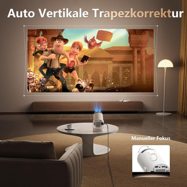 Trunera Mini Beamer, 4K Decoding Full HD 1080P, 20000 Lumen Helligkeit, Android 11, Bluetooth 5.0